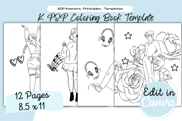 Download K-Pop Coloring Book Pages Template - Book pages template Collection