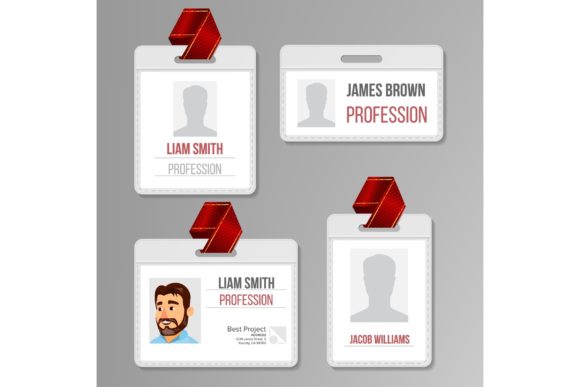 Download Identification Badge Set Vector. Id Card - Premium Resources